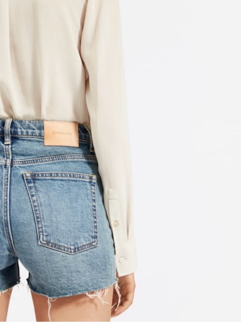 Everlane The Cheeky Light Wash Denim Cutoff Shorts